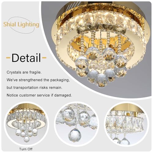 Dia 12" Mini Chandelier Flush Mount Chandelier for Hallway (Gold / Dia 12")