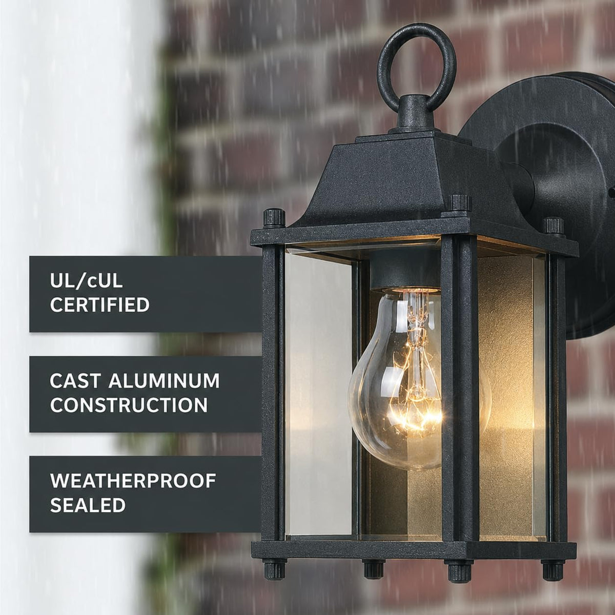 Ivy Trail Outdoor Light Fixture Pack of 2 (8.25in H (Pack of 2) / Black)
