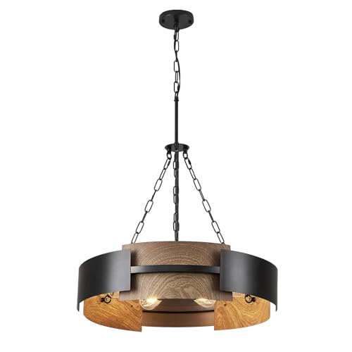 Industrial Drum Chandelier Round Metal Pendant Light Fixture