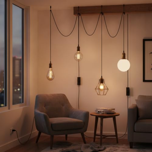10 Pack Pendant Light Cord with Switch for E26 E27 (6 Feet)