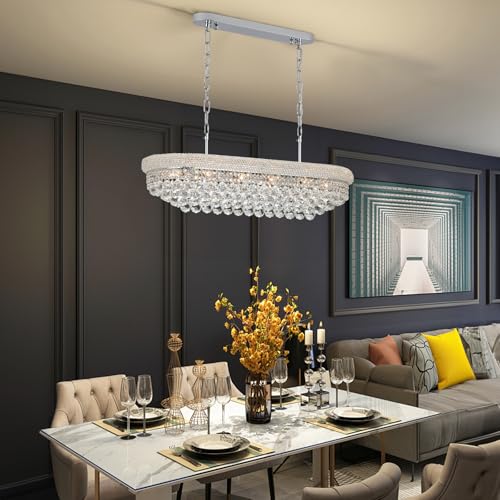 Chrome Crystal Chandeliers for Dining Room (Chrome / L35.4'' - 11Lights)