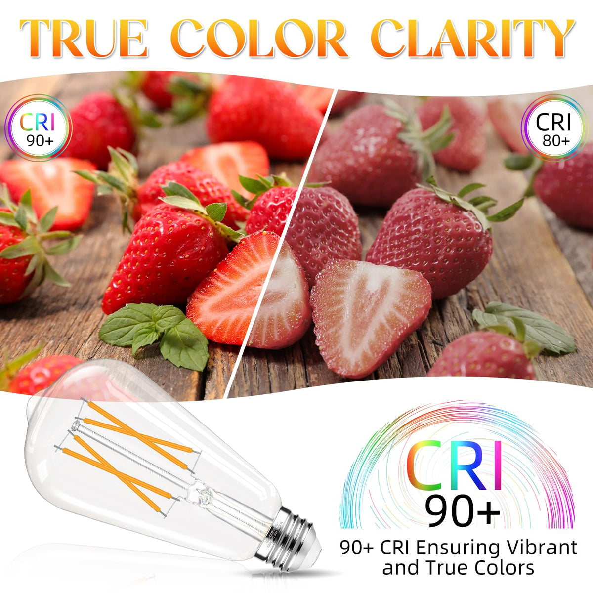Edison Bulbs E26 LED Bulb 60 watt Non (6 Pack / Warm White)