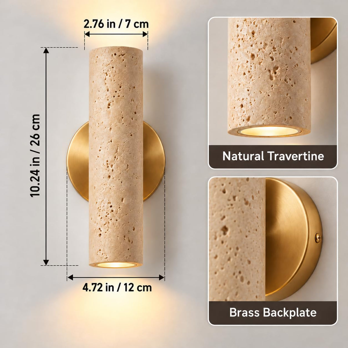 Natural Yellow Travertine Wall Sconce (Natural Yellow Travertine / 1 Pack)