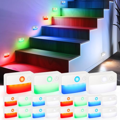16 Pack Motion Sensor Stair Lights for Indoor (White- Battery Powered / 16 Pack)