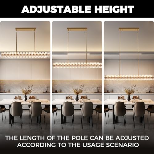 Gold 60 Light Crystal Rectangular Chandelier for Dining Room (53 inch / Gold)