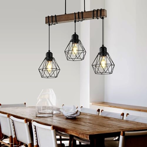 Farmhouse Dining Room Light Fixture (Black / 3-Light)