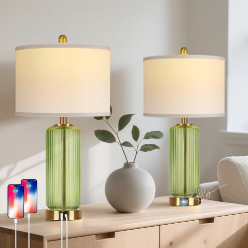 Glass Table Lamps Set of 2 with Touch Control