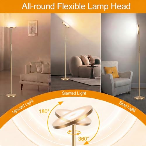 Floor Lamp Upgraded 40W 4000LM Super Bright Torchiere LED Floor Lamps for Living Room (40W Gold)