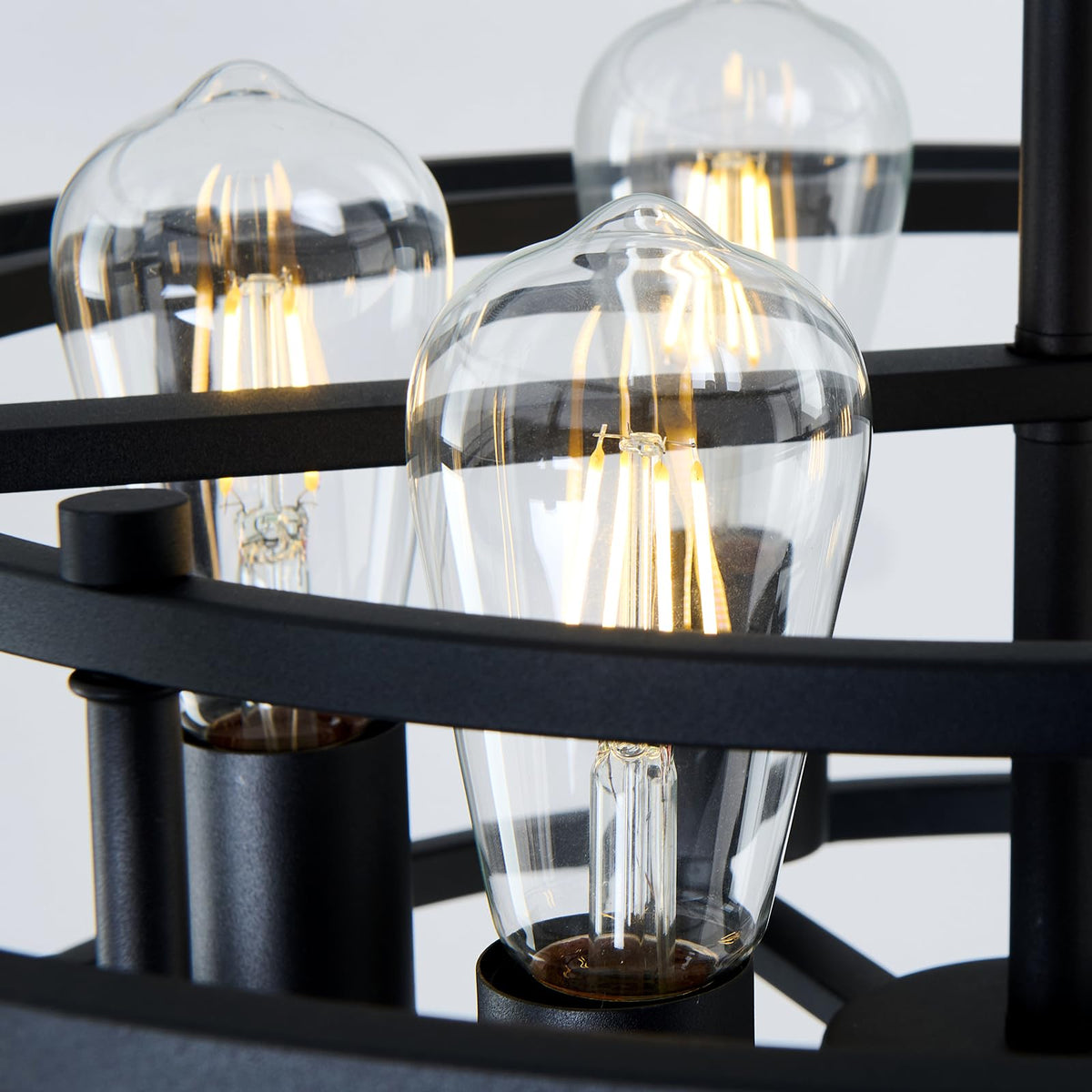 Industrial Black Chandelier 6 Light Candle Semi Flush Mount Ceiling Light (Black / chandelier)