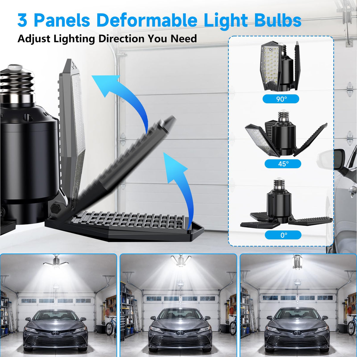 3 Panels LED Garage Light (3 Panels - 80W)
