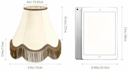 Beige Lamp Shades Set of 2 (Beige-brown fringe / 2 Pack)