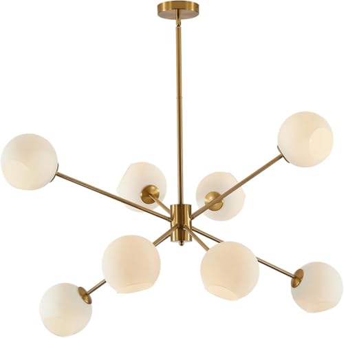 Mid Century Modern Chandelier 6 Lights Magic Bean Molecular Chandelier Globe Chandeliers Light Fixture for Living Room Restaurant Kitchen Island E26 Base…