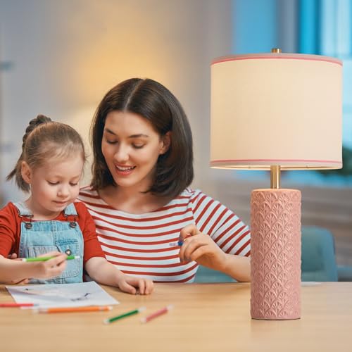27" Farmhouse Table Lamp Set of 2 for Living Room Bedroom (Pink / 27")