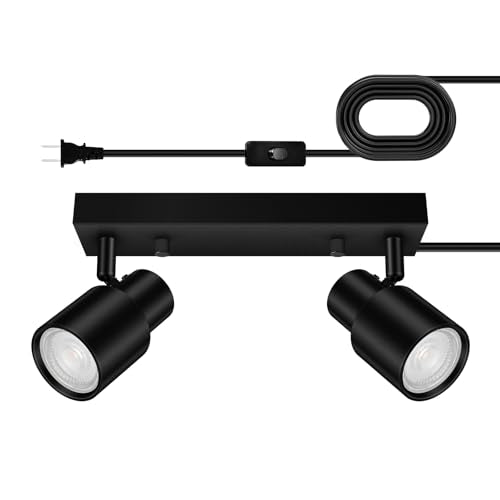 Plug in Track Lighting Fixtures Ceiling (Black / 11.8" 2-Light Track Lighting)