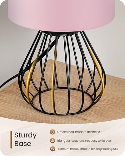 Pink Table Lamp for Girls' Room (Pink + Black)
