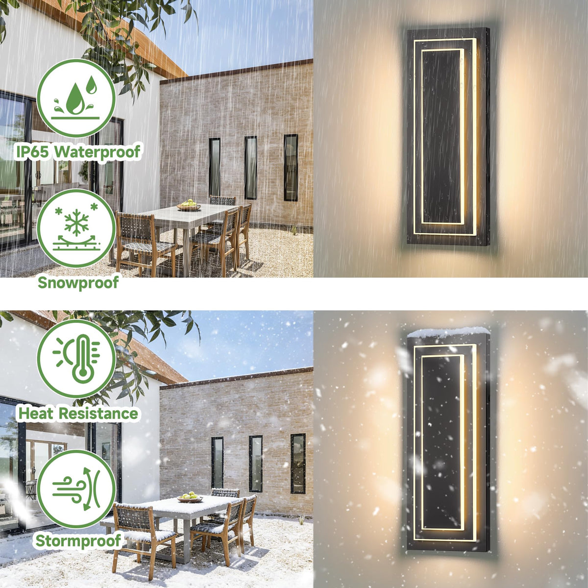 Outdoor Front Porch Light Fixtures (Black-2-Tier Modern Design / 15.7 Inches（40 cm）)