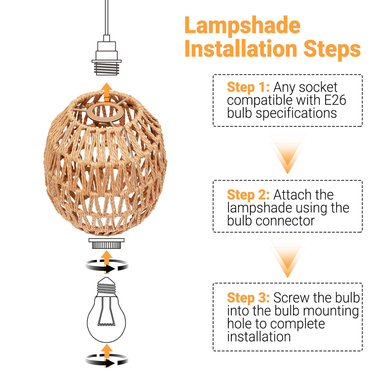 Small Lamp Shades For Table Lamps Hanging Light Boho Lamp Shades Wicker Lamp Shade for Floor Lamps (7.3 Inch-Egg Shade)