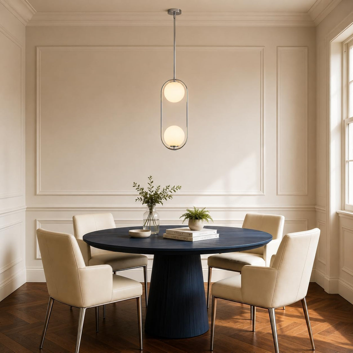 Chrome Pendant Lighting Fixture with Globe Glass Lampshade 2 (Chrome)