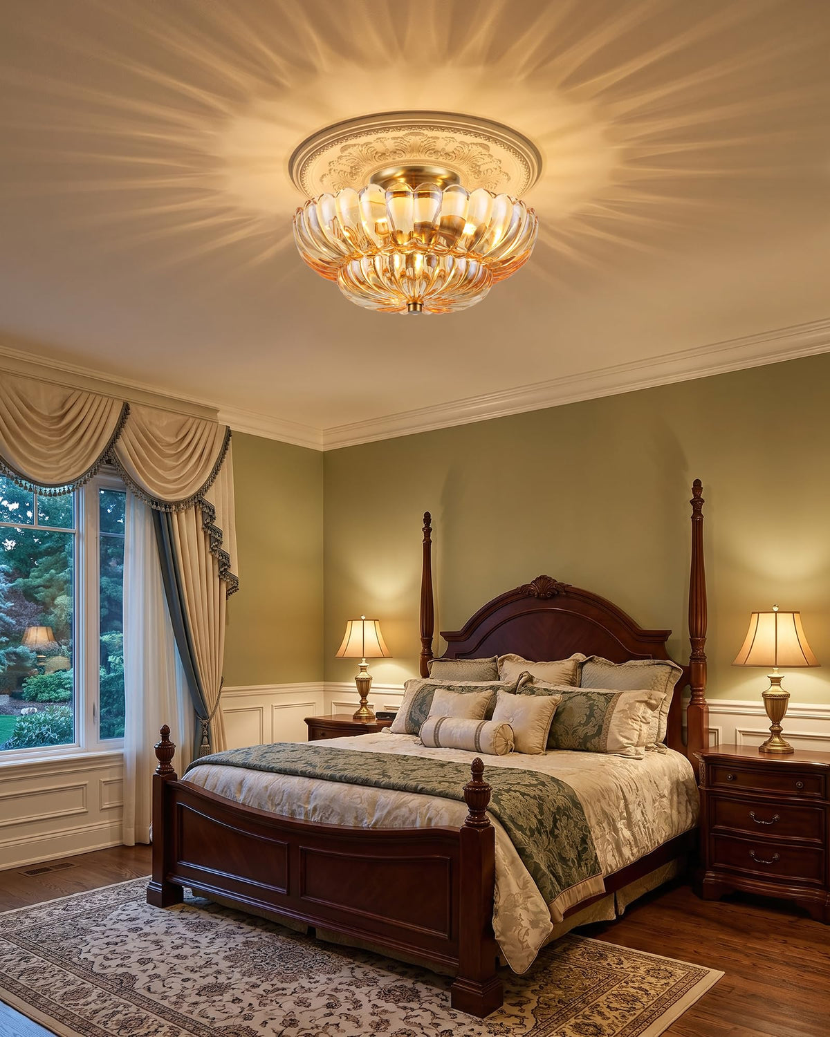 Semi Flush Mount Ceiling Light 14" Vinatge Gold Hallway Lights (Brown-(gold base) / 14inch)