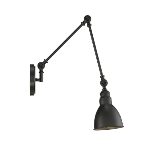 9-960-1-89 Dakota Vintage Bohemian Mid-Century Modern Metal Wall Sconce with Adjustable Arm, 1-Light 60 Watt, 17" H x 6" W, Matte Black (Matte Black)