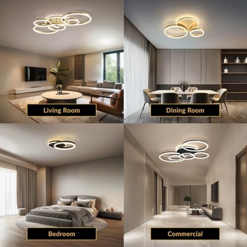 Chloe Flush Mount Ceiling Light (Metallic Gold / 5 Circles / Warm White)