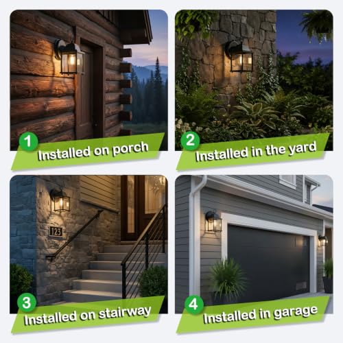 Outdoor Wall Light Fixture (Black / 2-Pack D2D)