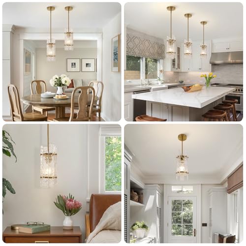Modern Gold Crystal Pendant Light for Kitchen Island (Brushed Gold / 1-Pack(Round))