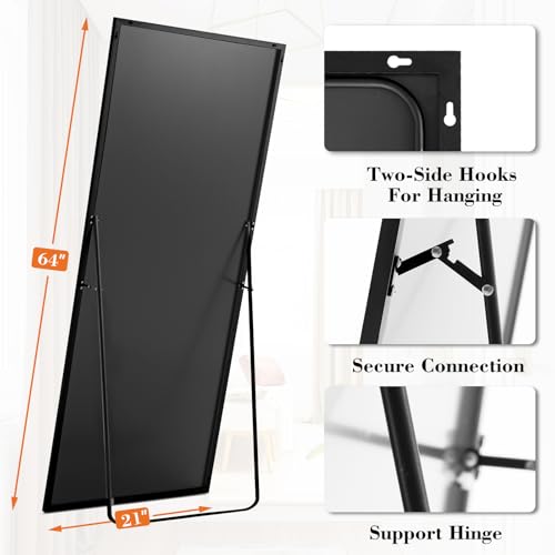 21"x64" Mirror Full Length (Black-rect / 64"L x 21"W)