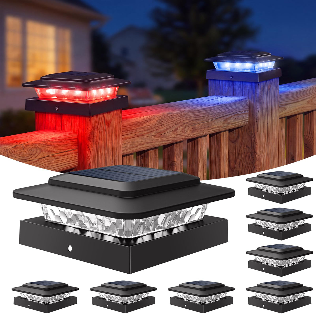 8 Pack Solar Post Cap Lights Color Changing (Multicolor / 8 Pack)