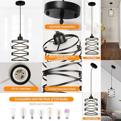 Black Modern Pendant Light for Kitchen Island Over Sink (Black Frosted Glass / 1 Light)