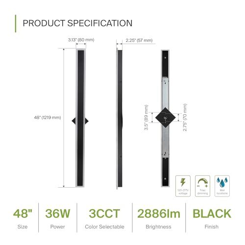 48" LED Linear Wall Sconce (Black)
