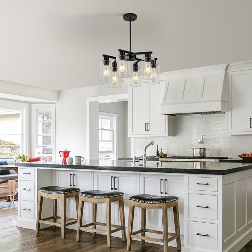 6 Light Black Modern Farmhouse Chandelier for Dining Room (Black / 6-Lights/D20 '')