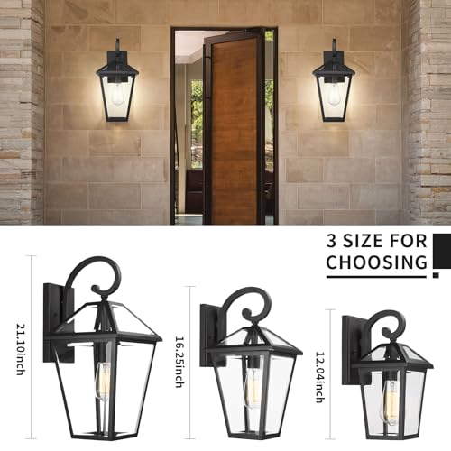Outdoor Wall Light Fixtures (Black -Medium 2 PACK / Medium)
