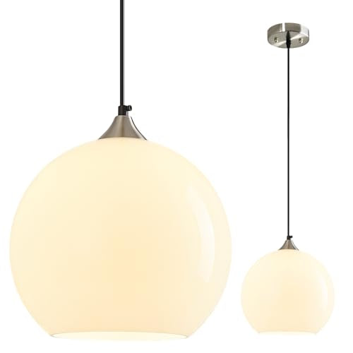 White Pendant Lights Kitchen Island 1 Pack (Milky White / L - 9.84 in)