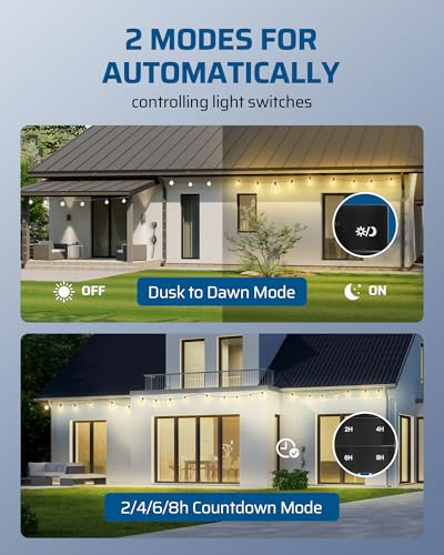 Dusk to Dawn Outdoor Dimmer Plug with Timer for String Lights