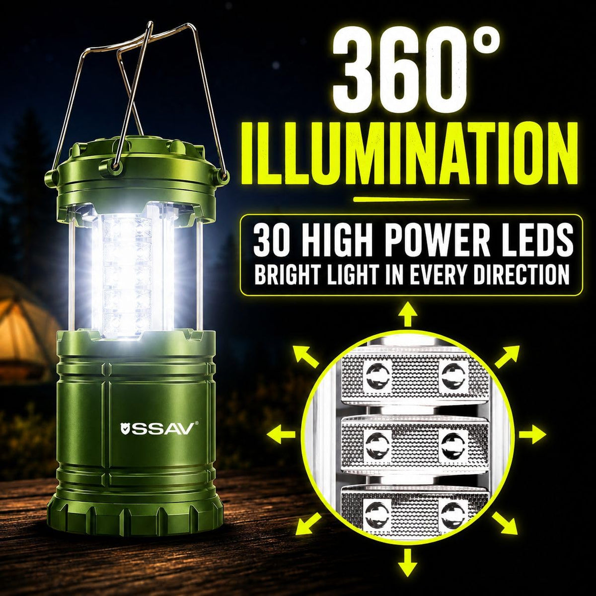 2 Pack Green LED Lanterns (2 Pack Forest Green)
