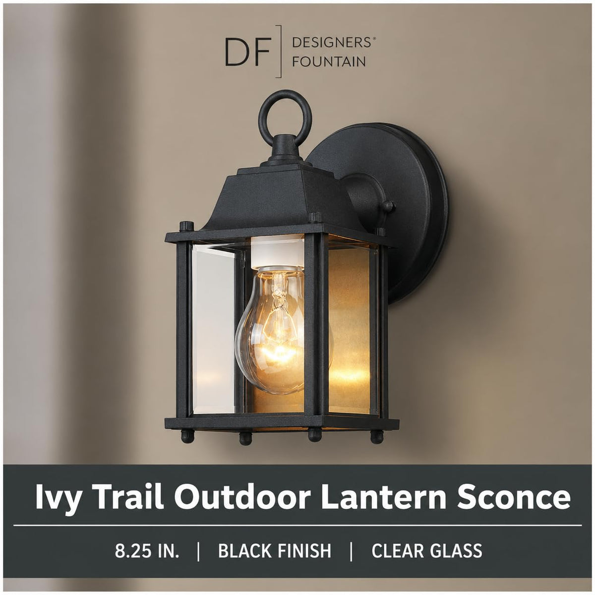 Ivy Trail Outdoor Light Fixture Pack of 2 (8.25in H (Pack of 2) / Black)