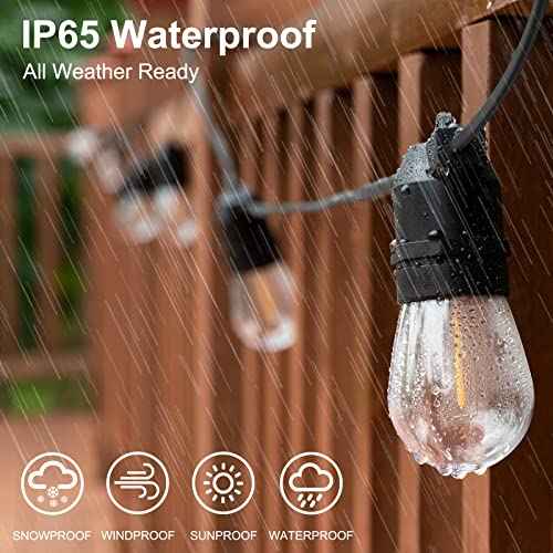 108FT (27FT*4) LED Outdoor String Light Waterproof Terrace Light, S14 Shatterproof Replaceable Bulb (4 Spare Bulbs), Connectable (Maximum 918FT) Edison Vintage Backyard, Porch, Deck Lights (108FT)