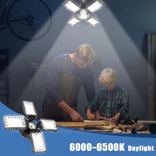 LED Garage Lights Bulb 2 Pack (4+1 Panels)