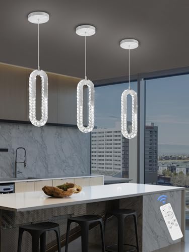 1 Ring Chandelier Silver Modern Pendant Lighting LED Dimmable Hanging Crystal Chandelier for Kitchen Island Foyer Lobby Living Room Staircaes (Silver / 1 Ring)