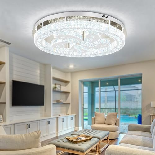 Modern Crystal Chandeliers for Dining Room Flush Mount Ceiling Chandelier for Living Room
