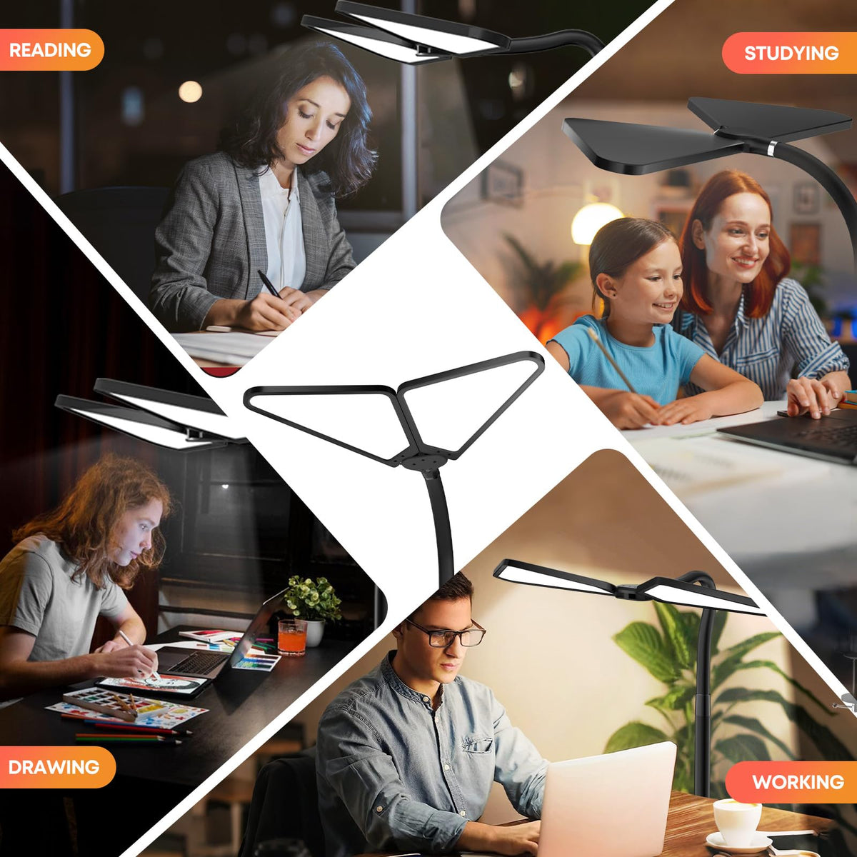Ultra Large Gooseneck Desk Lamp with Clamp (Triangular Desk Lamp)