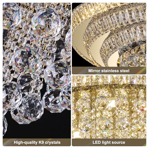 40" LED Crystal Raindrop Ceiling Light (Gold / 40 inches)