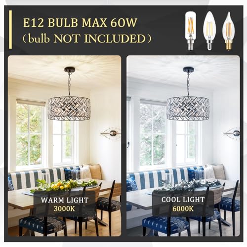 18" Black Crystal Chandelier (Large Black)