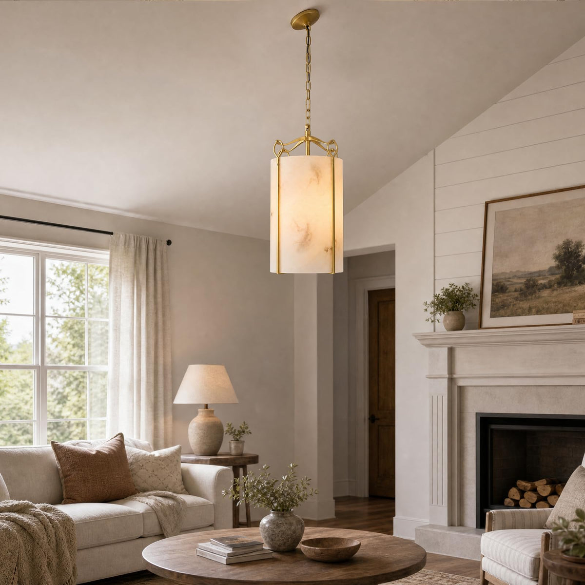 Brushed Gold Alabaster (Brushed Gold-Chandelier)