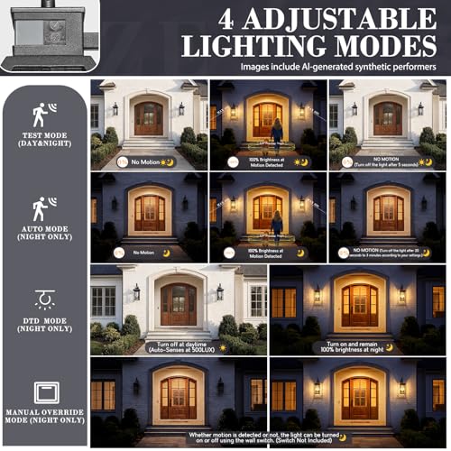 22.6'' Motion Sensor Exterior Wall Light (Black - Seeded Glass / 22.6 Inch - Motion Sensor)