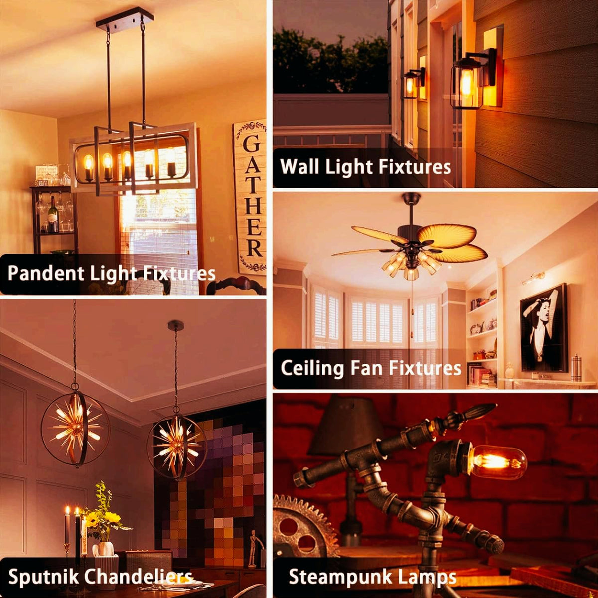 3.2 Inch 2200K Amber White E26 LED Bulb 60 Watt Equal (3 Inch 6W (4 Count))