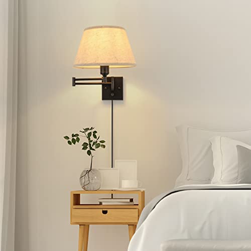Dimmable Wall Sconce Plug in (Beige / Large)