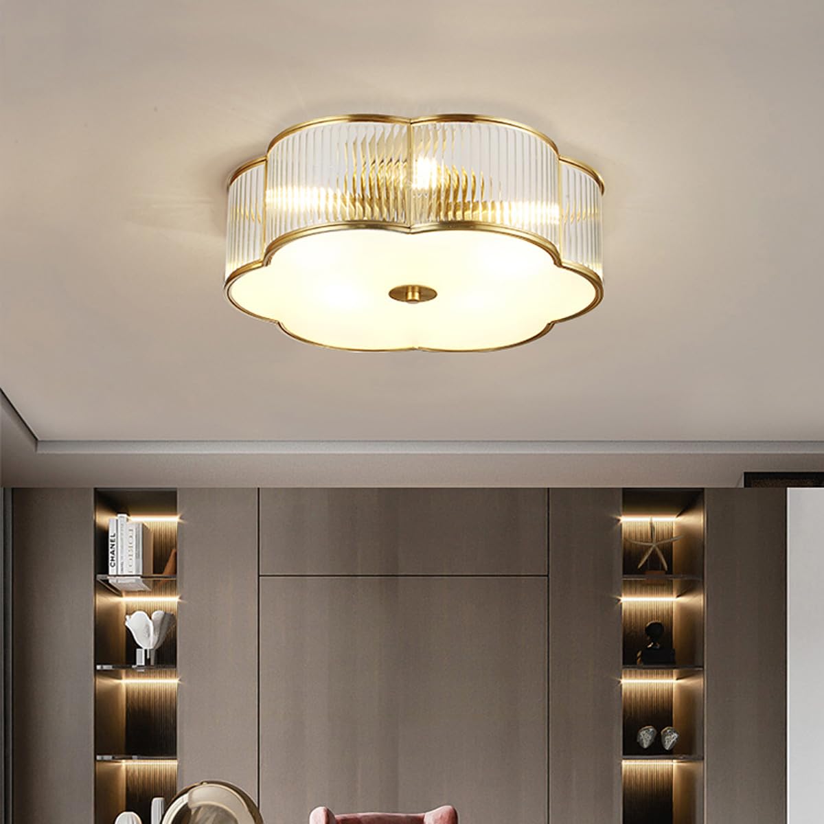 20 in Vintage Style Brass Ceiling Light for Dining Room Living Room (A / Large)