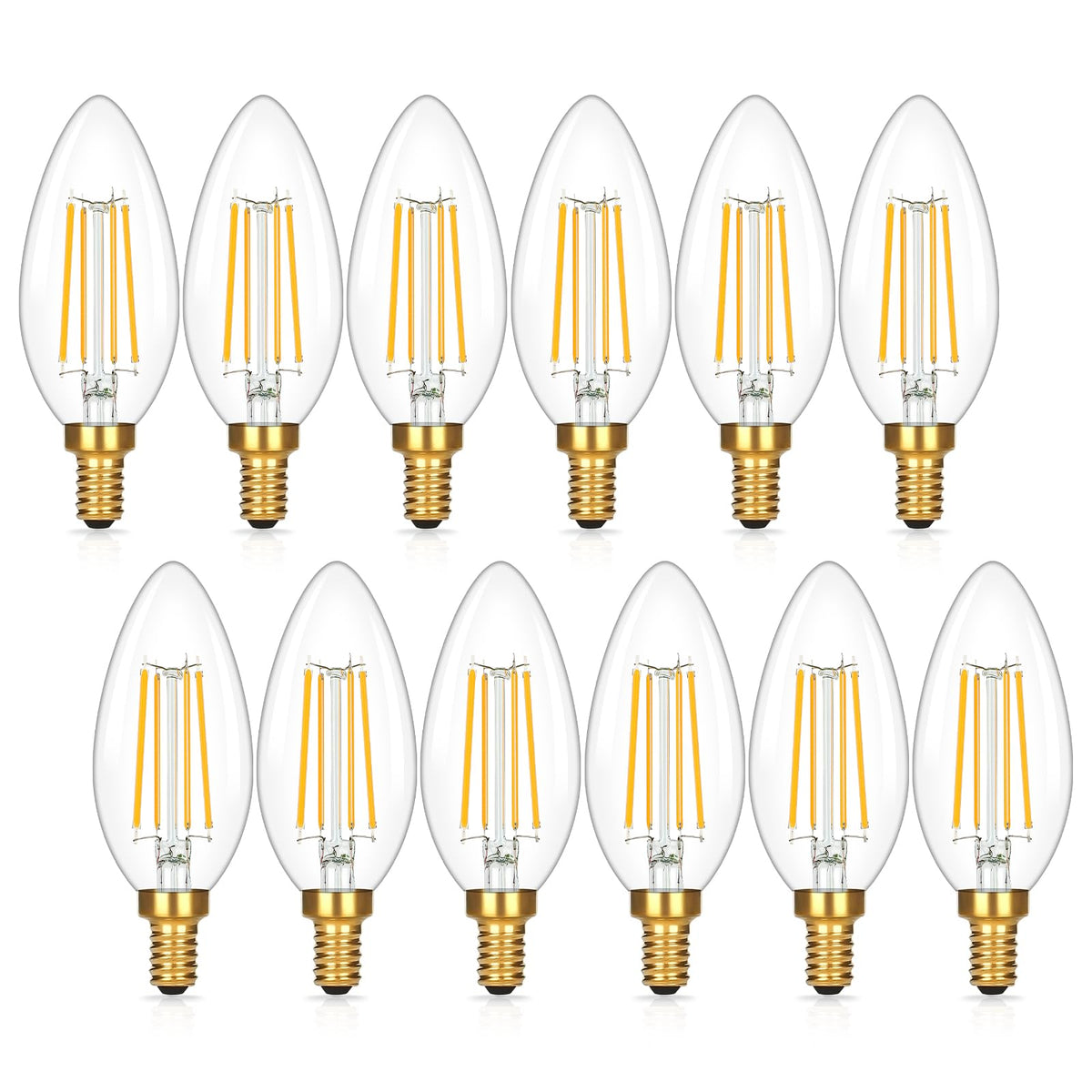 E12 Candelabra LED Light Bulbs 60W Equivalent (2700k Warm White / ‎60W Equivalent)
